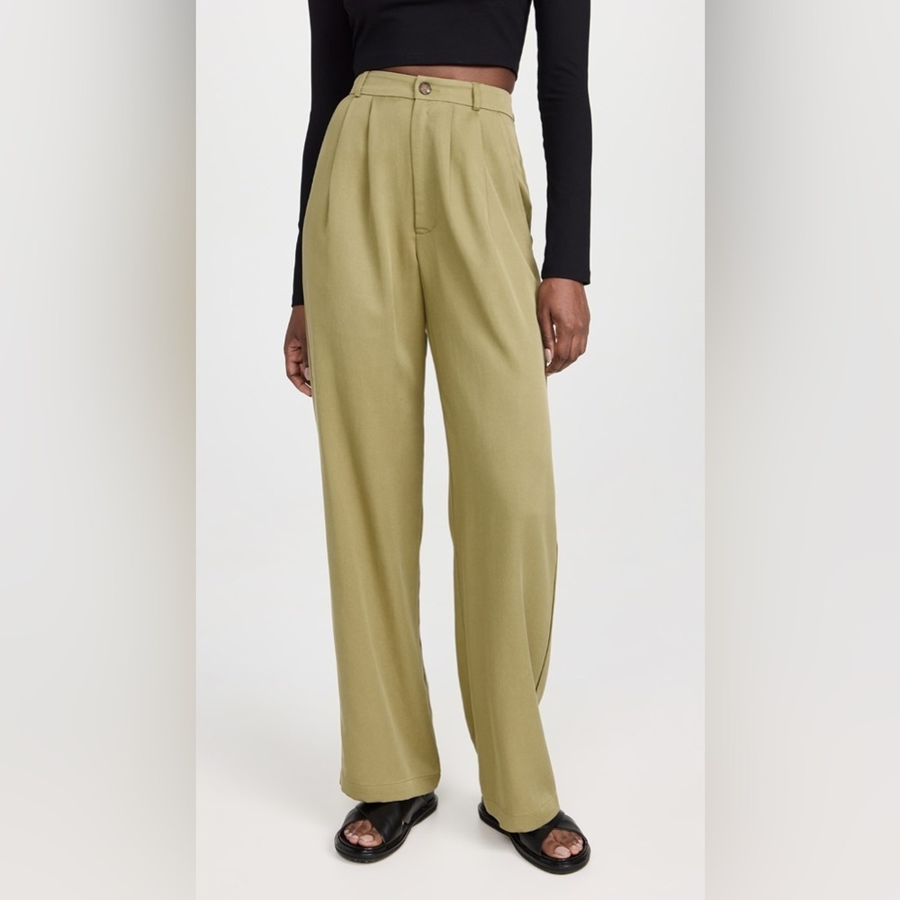 Reformation Mason Pleated High Rise Wide Pants 100% Tencel Size 12